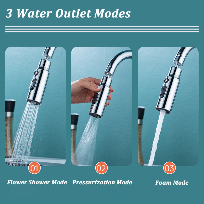 New 3-Mode Swivel Kitchen Faucet Bubbler-3